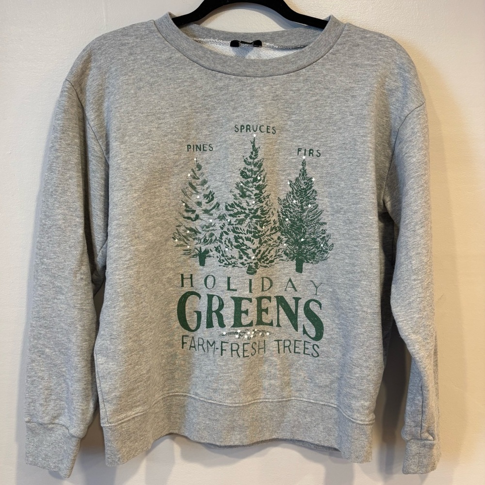 Holiday Greens Graphic Sweatshirt - Gray/Green